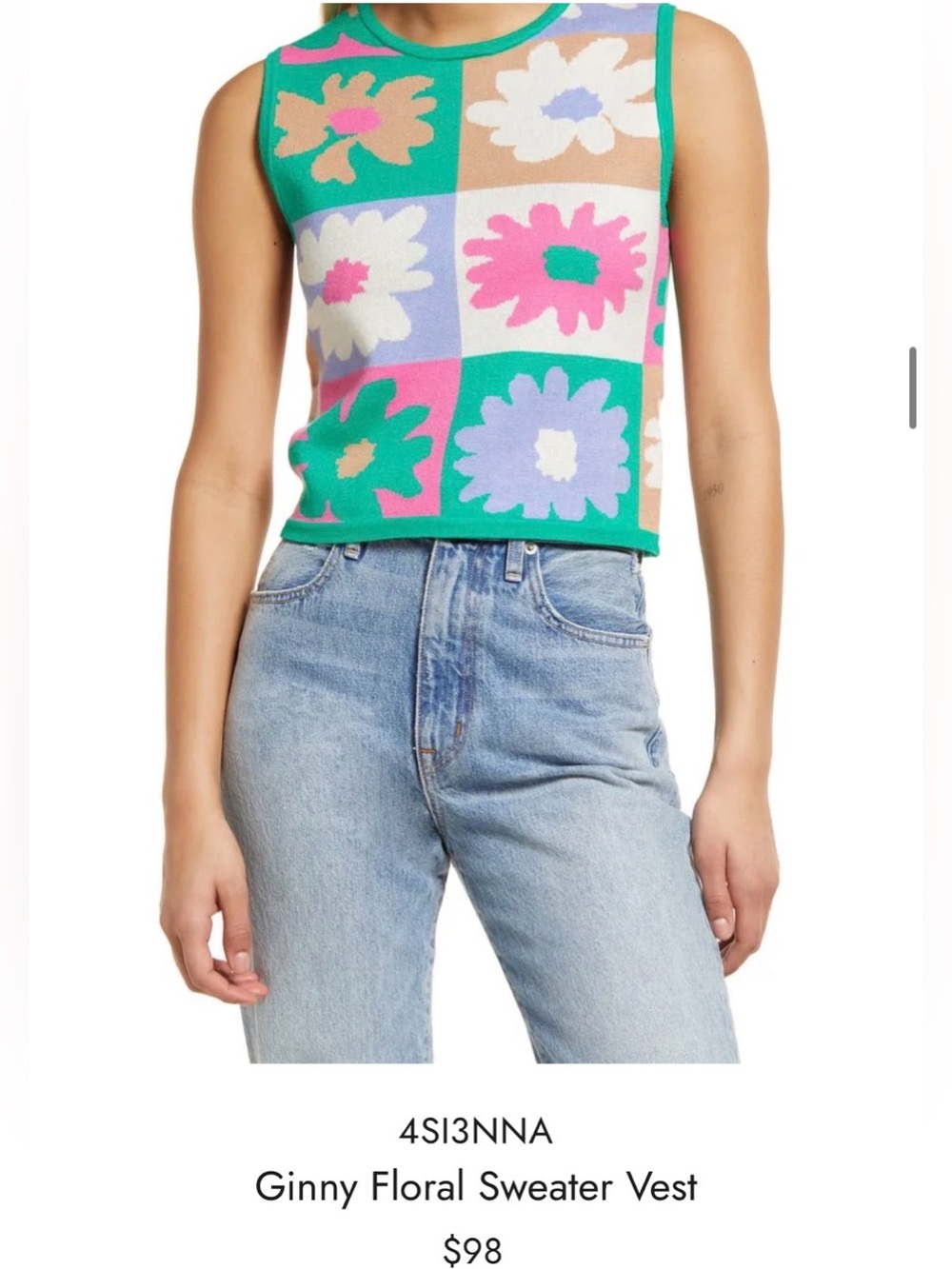 Ginny Floral knit tank top - Green Multi